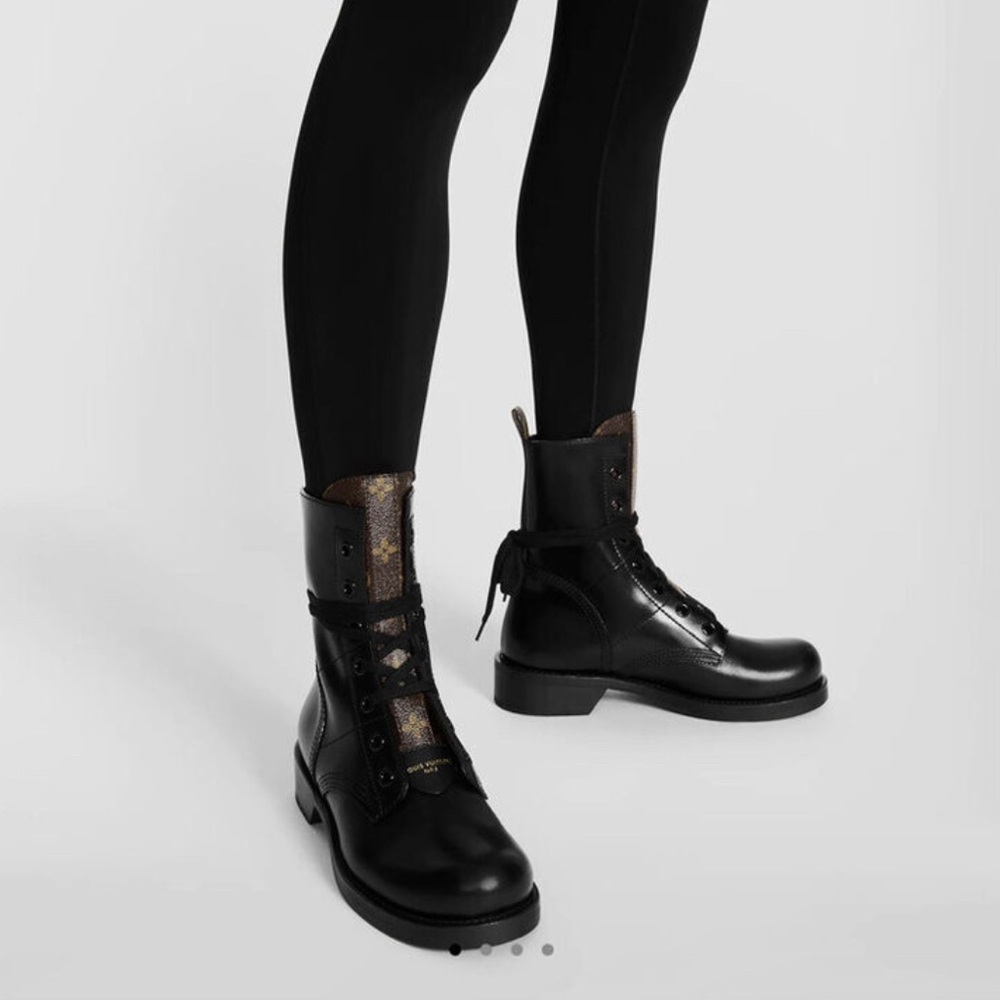 Used Louis Vuitton combat boots, Comes with both dust bags, box, and receipt.